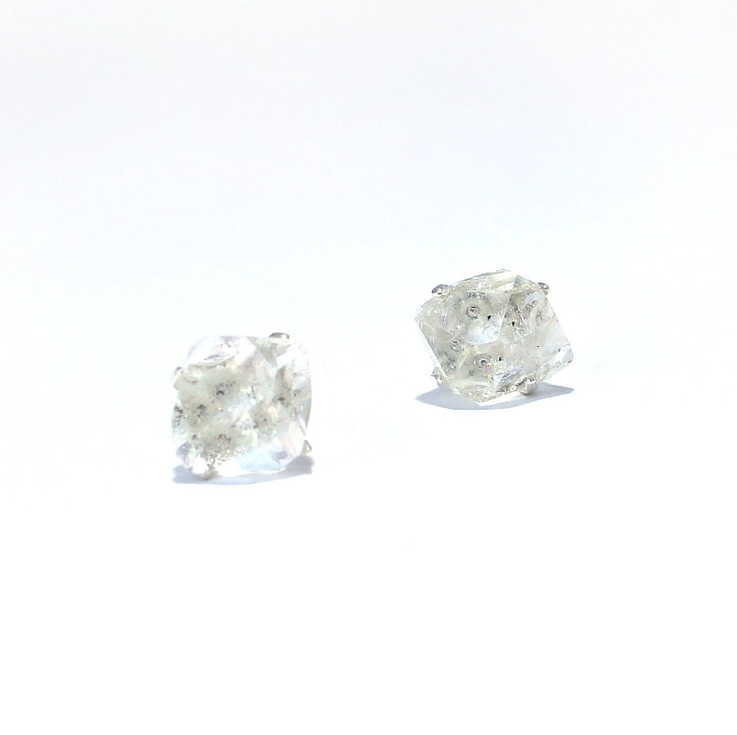 Raw diamond earrings on sterling silver stud