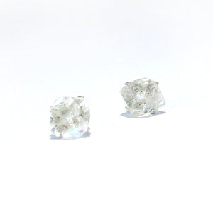 Raw diamond earrings on sterling silver stud