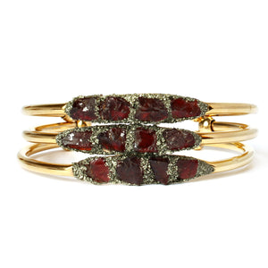 Stack of January birthstone red garnet bracelets
