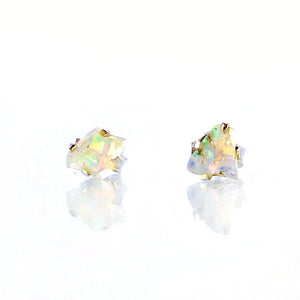 Raw Australian Opal Earrings Set in 925 Sterling Silver Studs