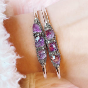 Amethyst cuff bracelet in gold silver or rose gold
