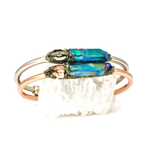 Herkimer diamond and tanzine aura quartz crystal bracelet