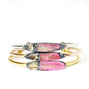 Rose aura quartz and Herkimer diamond jewelry