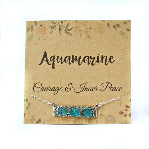 Raw Aquamarine Bar Necklace - Lea Spirit