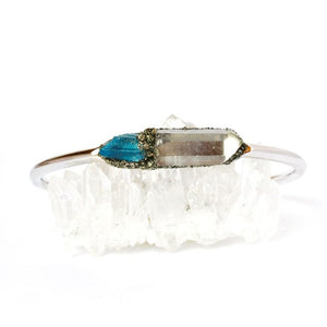 Raw crystal clear quartz and tanzine bracelet jewelry