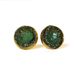 raw emerald stud earrings