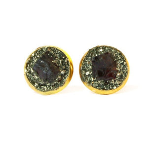 Garnet earrings set in crushed pyrite